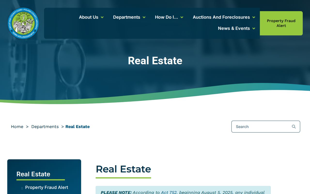 Sherwood people search Pulaski Clerk real estate records page