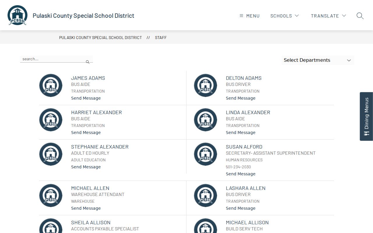 Sherwood people directories PCSSD staff directory search page