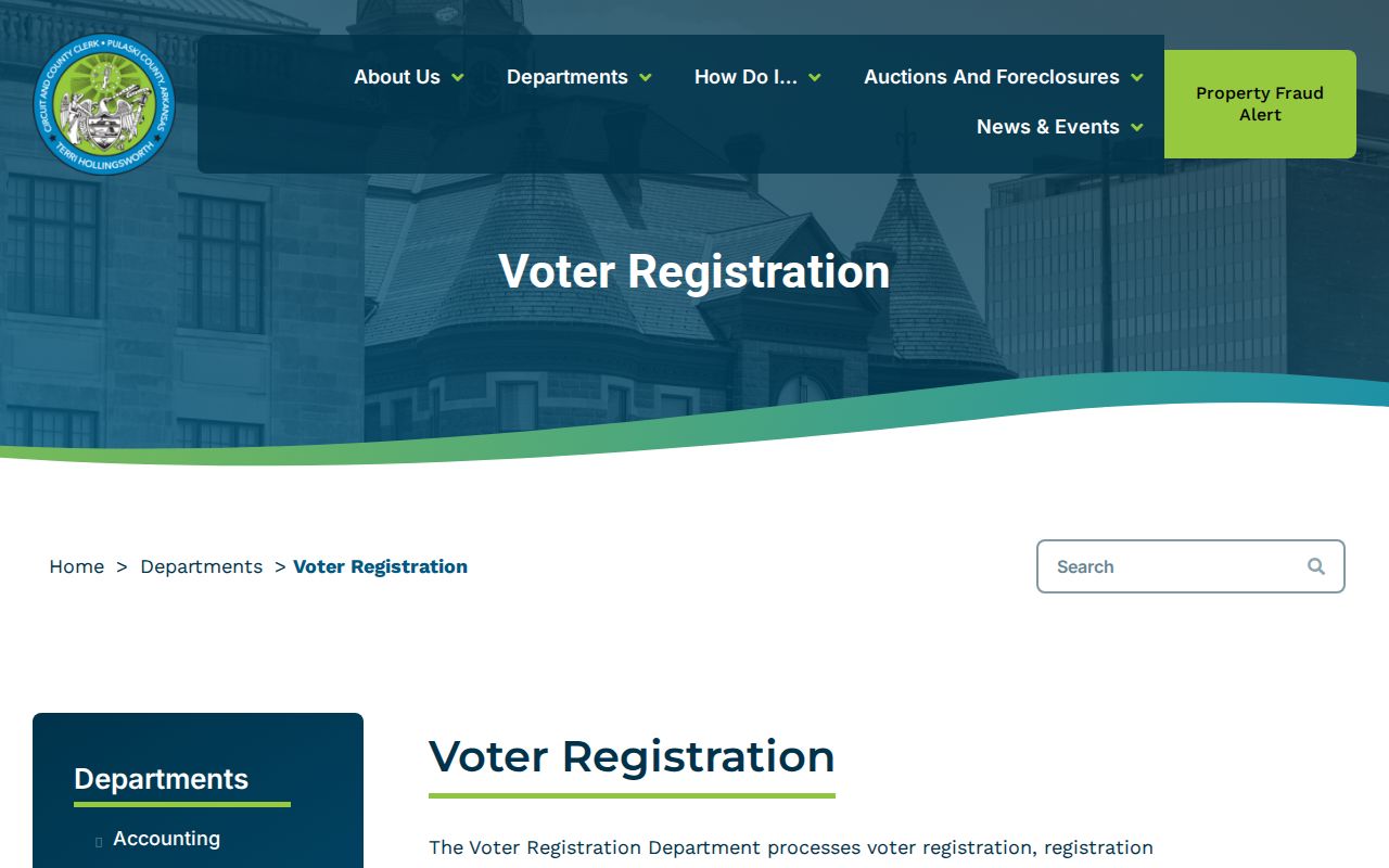 Sherwood voter registration records on the Pulaski Clerk voter registration page