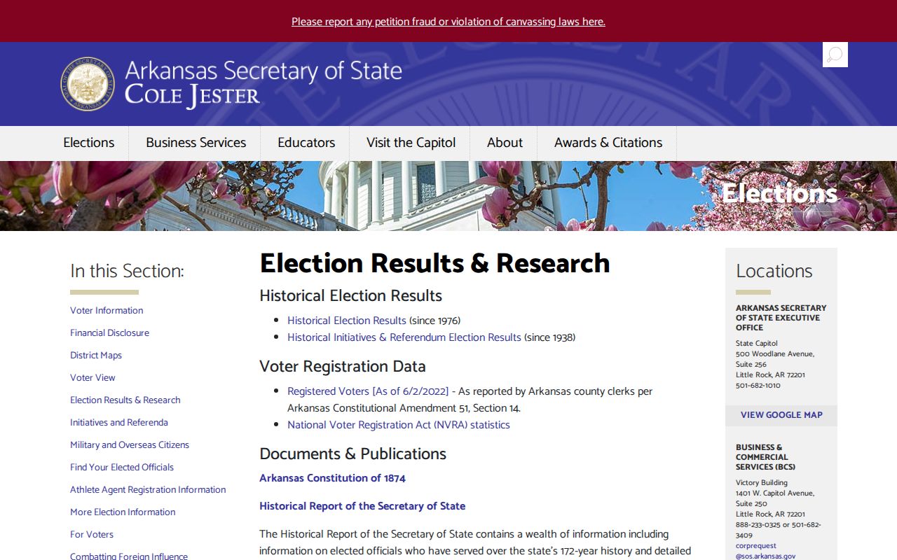 Sherwood voter registration records on the Arkansas Secretary of State election research page